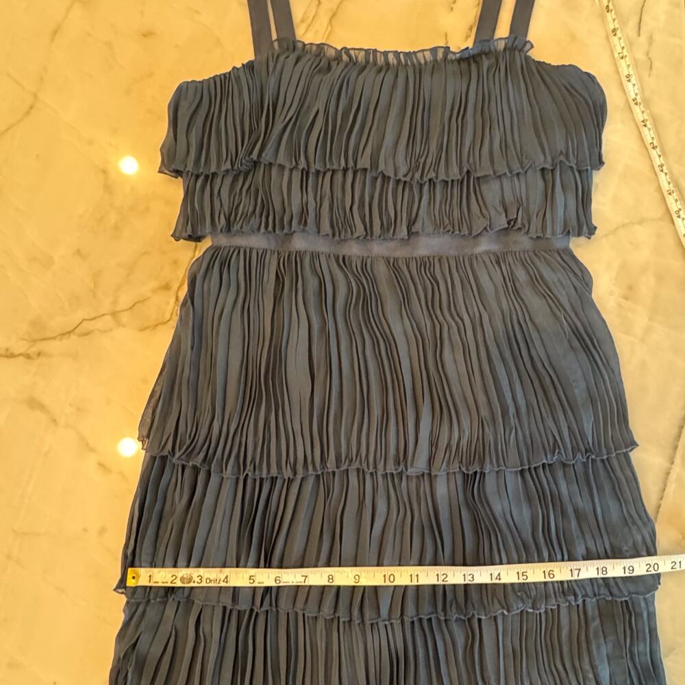 Cinq À Sept Elaine Dress Sz 6 NWT Sleeveless Navy Blue Tiered Pleated Midi Dress - Picture 16 of 16